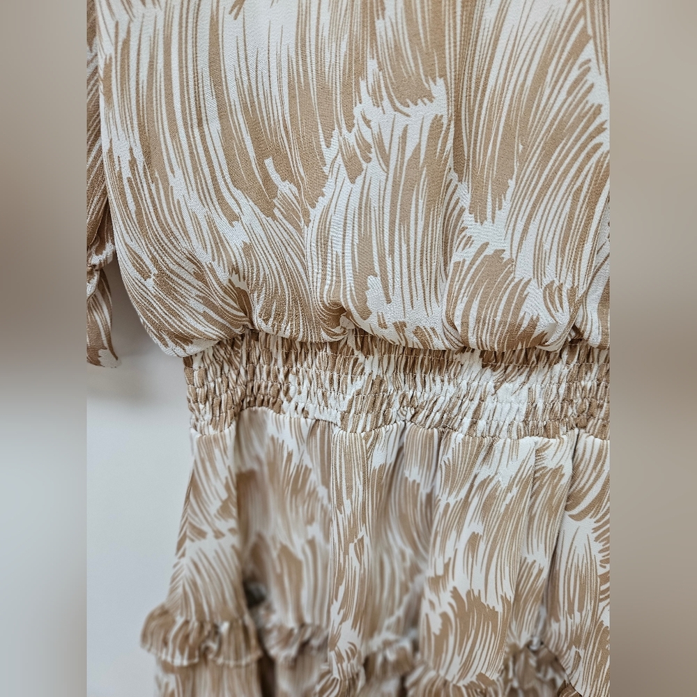 Chic Tan Ruffle Dress Small - Picture 2 of 4